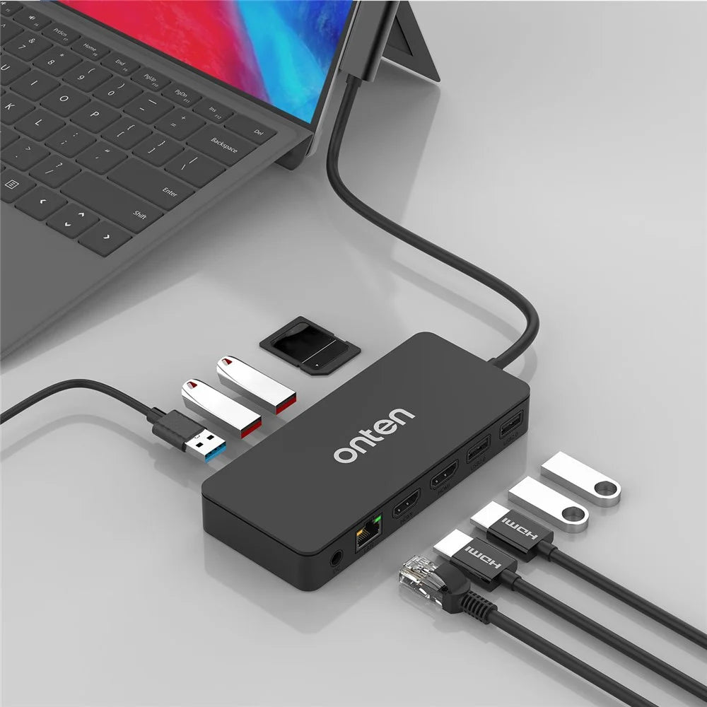 ONTEN SD13 Multifunction Docking Station for Microsoft Surface Pro / Go / Laptop HD Ethernet USB Expansion Hub - 4