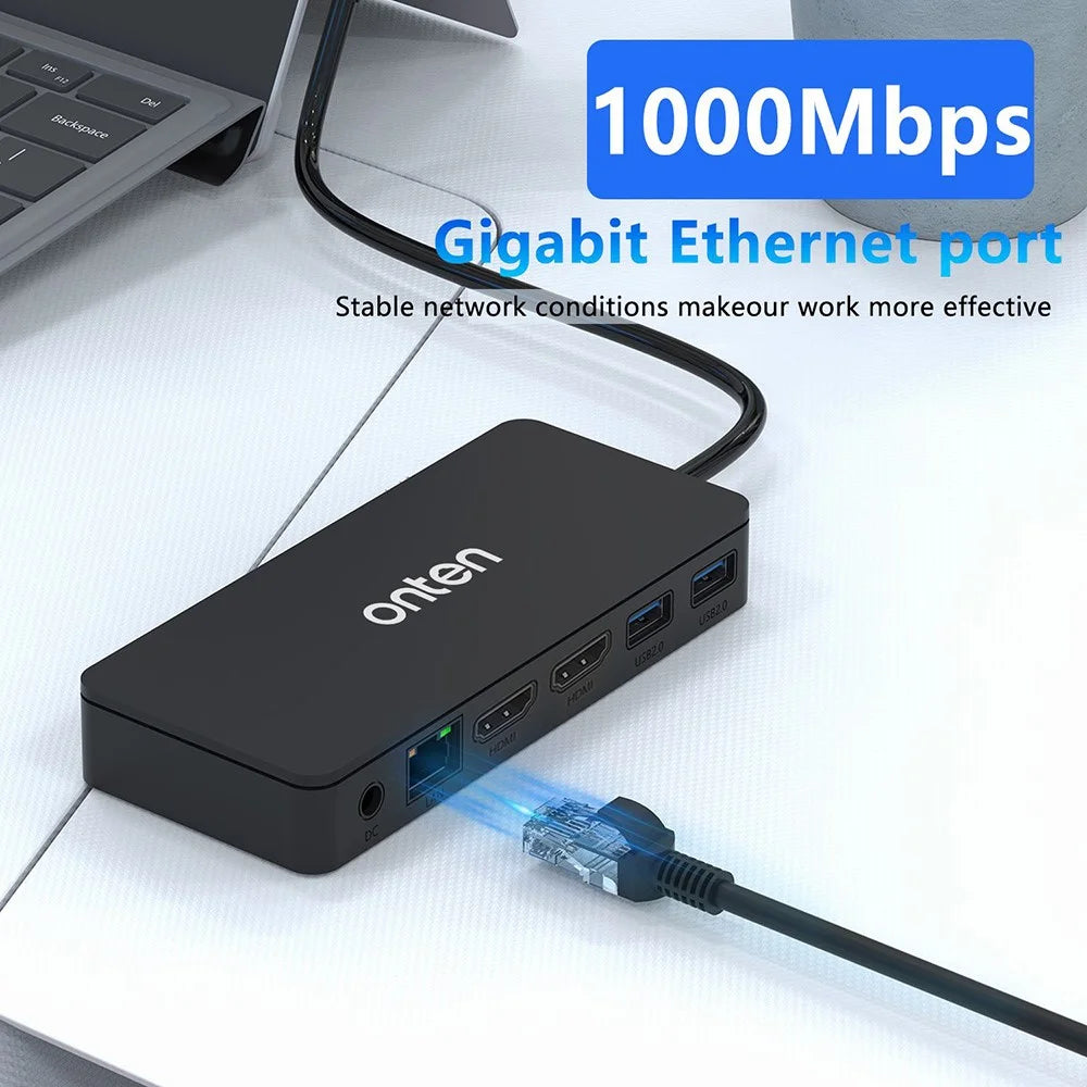 ONTEN SD13 Multifunction Docking Station for Microsoft Surface Pro / Go / Laptop HD Ethernet USB Expansion Hub - 7