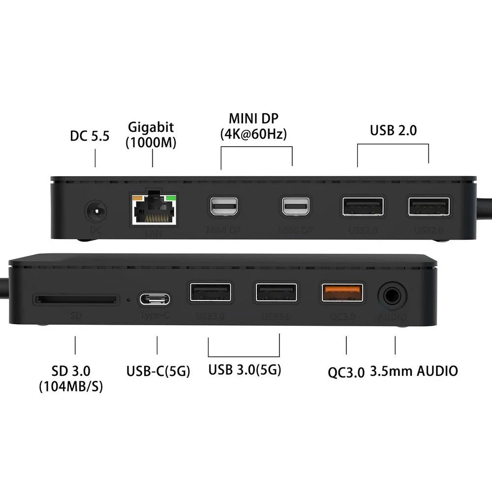 ONTEN SD11 12 In 1 Hub for Microsoft Surface Pro / Go / Laptop Docking Station 4K Mini DP Adapter - 2