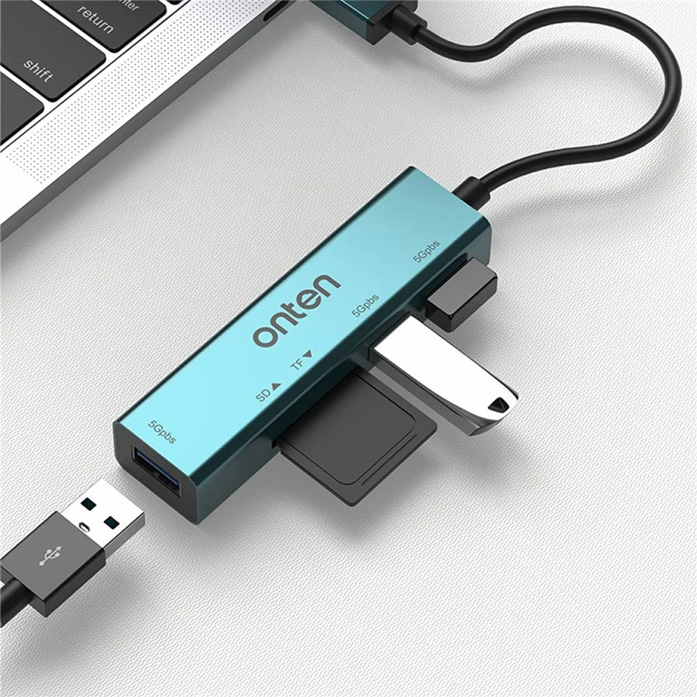 ONTEN 5223 5 in 1 USB 3.0 Hub Expansion Dock 3xUSB3.0 TF SD Card Reader Adapter - 5