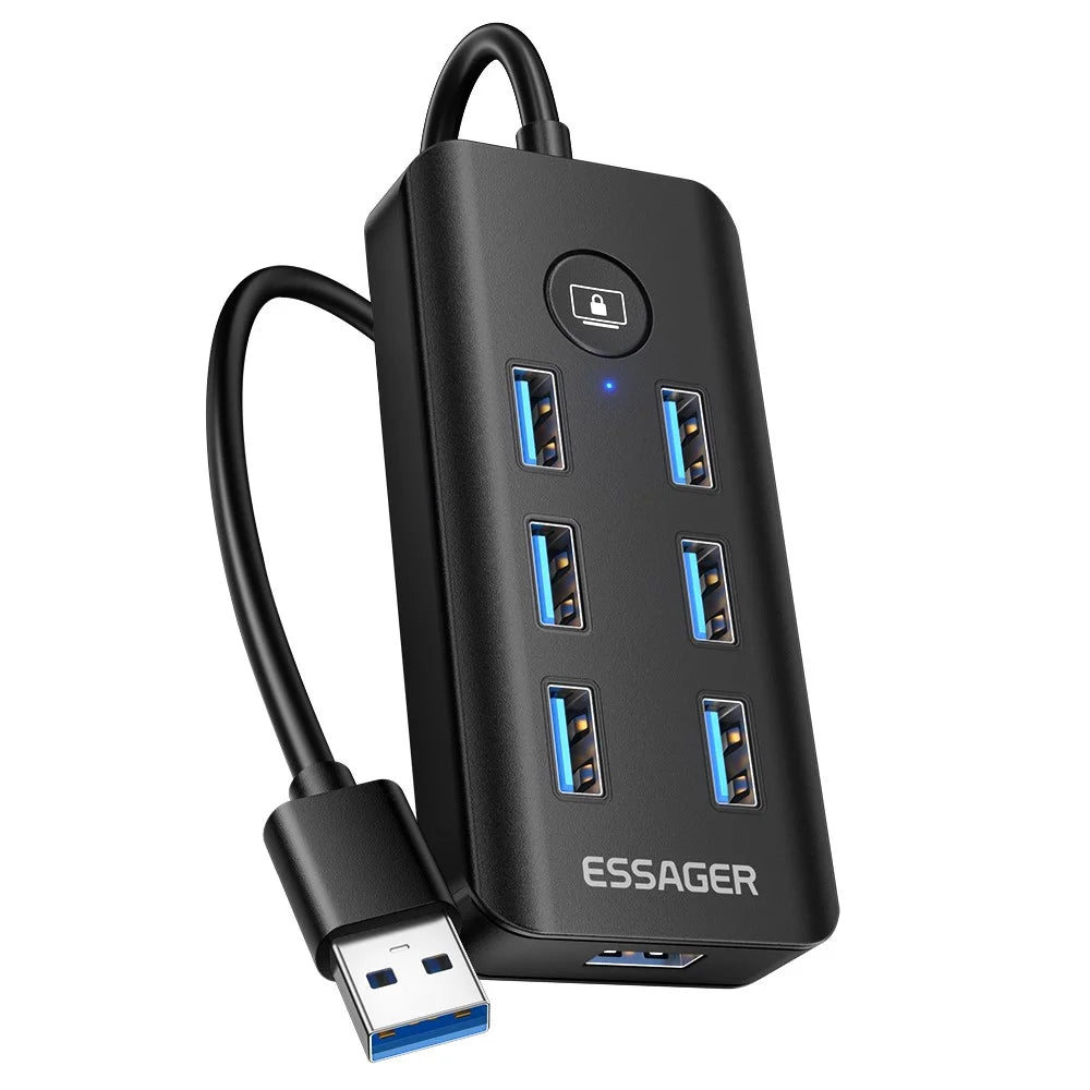 ESSAGER 7 in 1 USB 3.0 Hub For PC / Laptop / MacBook High Speed Data Transfer Multi Port Expansion - 1
