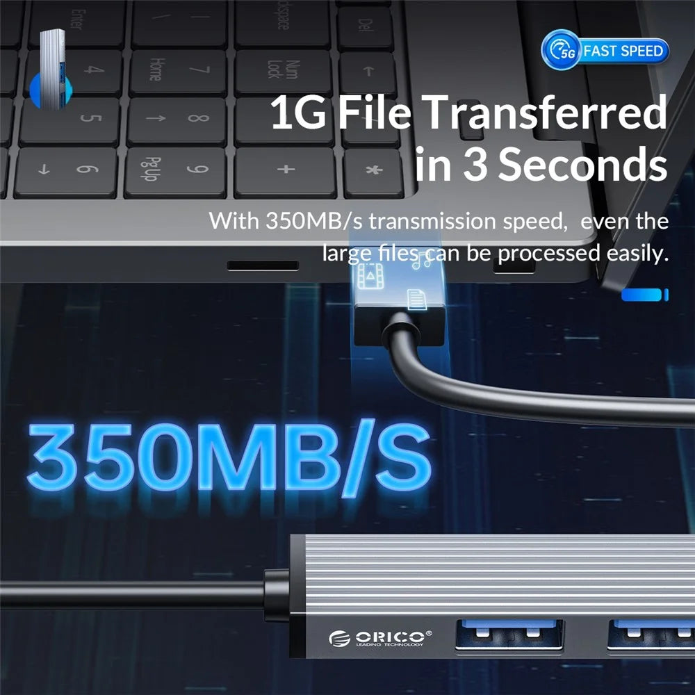 ORICO AH-A12F 4-Port USB3.0 HUB USB to USB3.0+USB2.0+TF Card Slot Adapter Converter Support Card Reader - 4