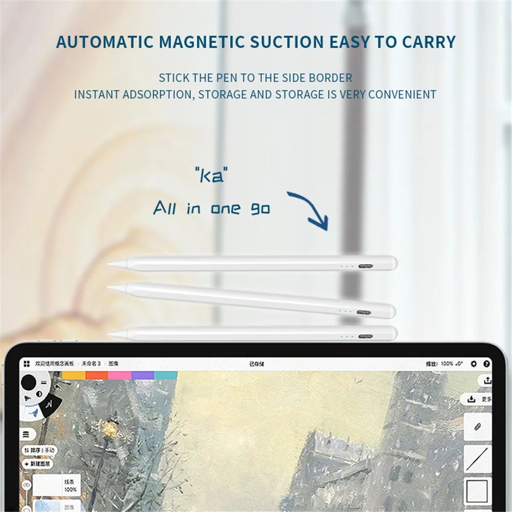 6WP Active Capacitive Pen Anti False Touch Bluetooth-compatible Stylus POM Nib Pencil with Indicator Light - 4