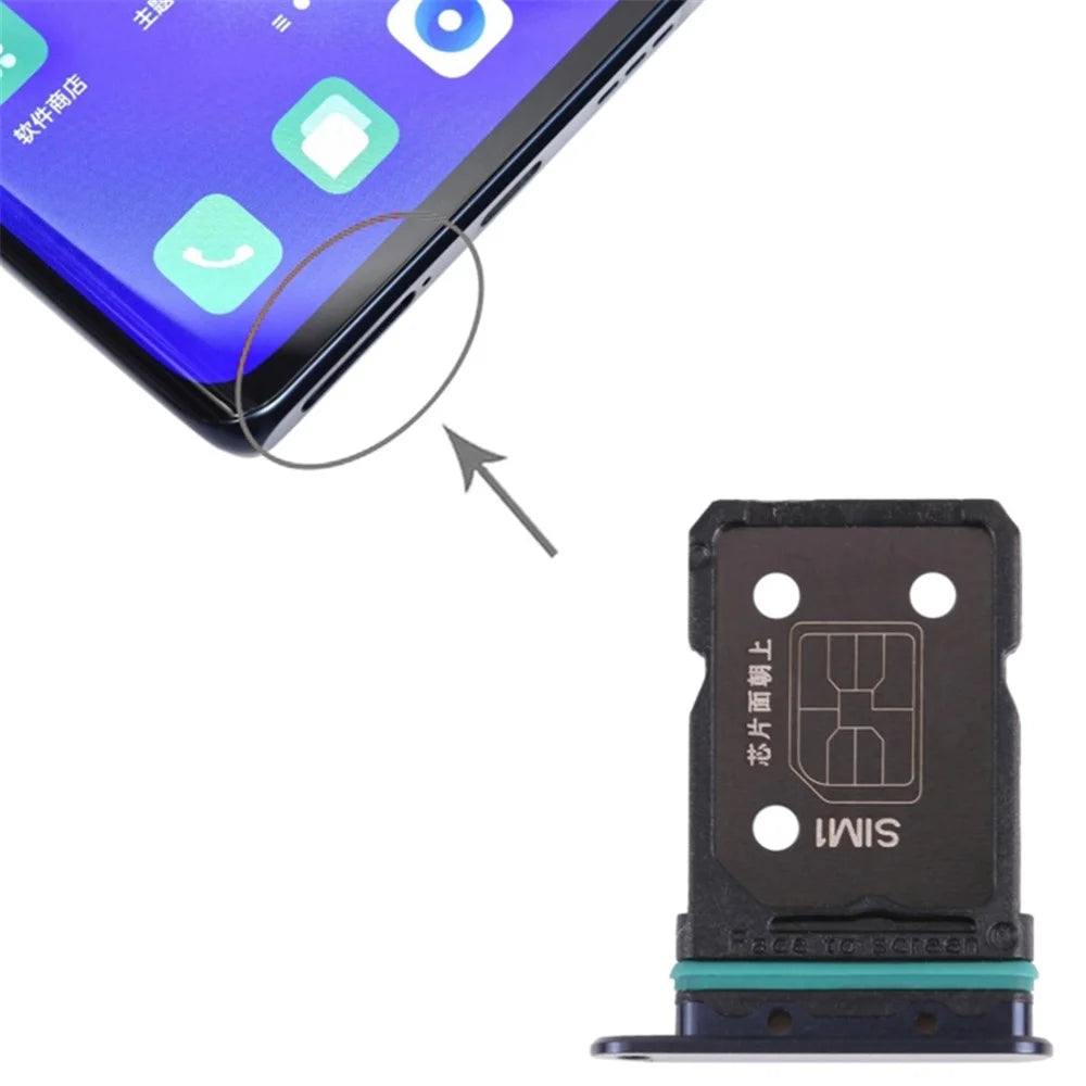 For Oppo Reno5 Pro+ 5G Dual SIM Card Tray Holder Replacement (without Logo) - Black - 3