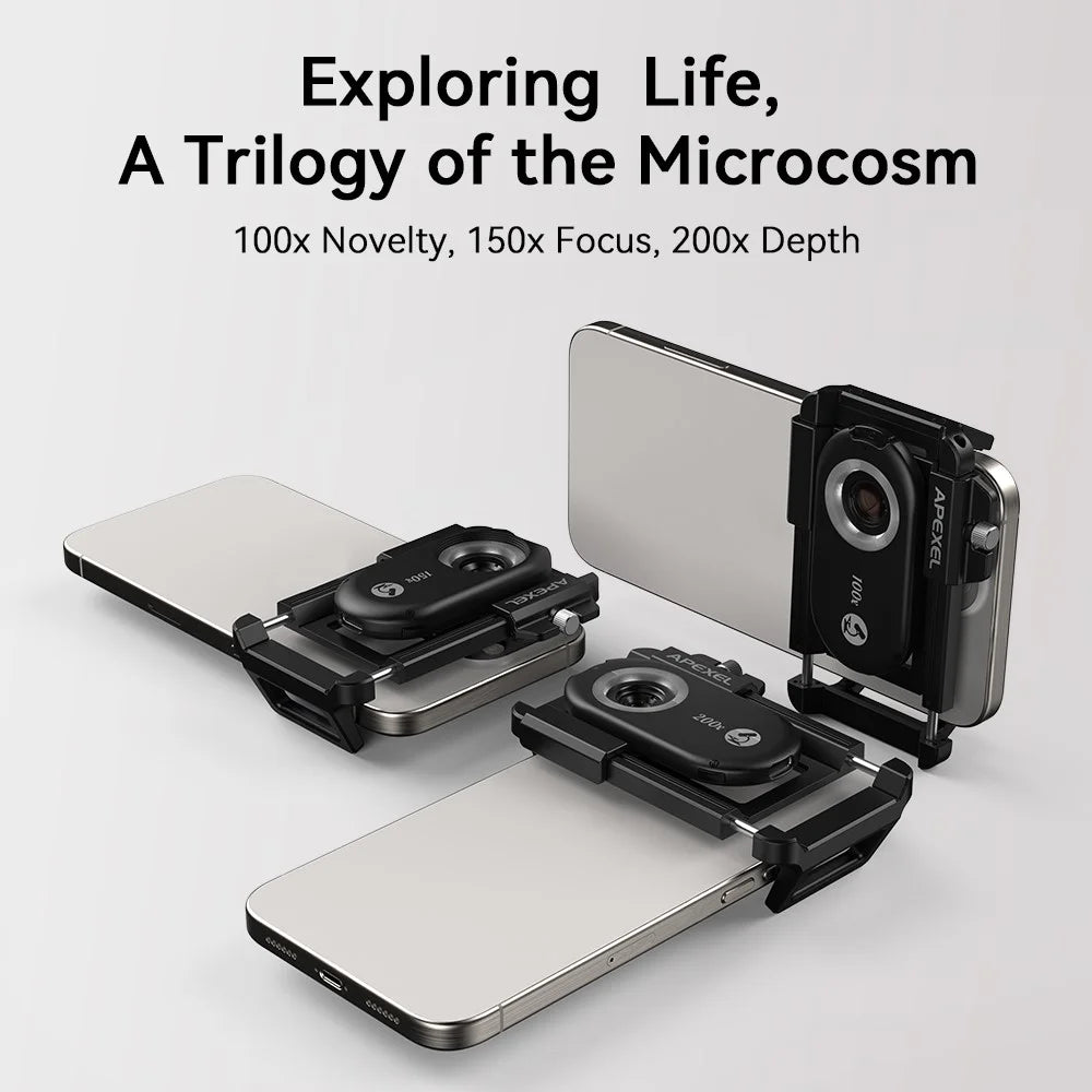 APEXEL APL-MS3IN1 Mobile Phone Holder Clip 100x / 150x / 200x 3-in-1 Magnification Microscope with CPL Filter - 4