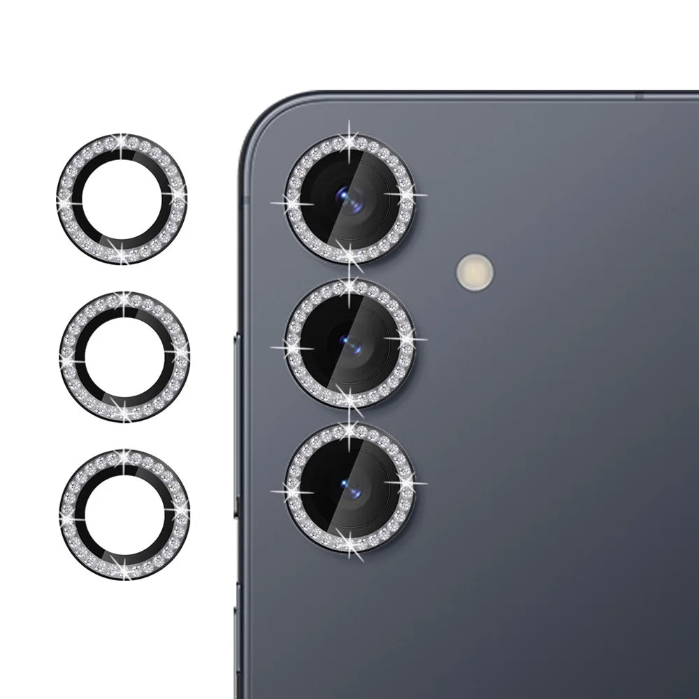 KALEBOL KLB-LPC003 For Samsung Galaxy S24 FE Camera Lens Protector Diamond Ring Design Tempered Glass Lens Film - Black - 1