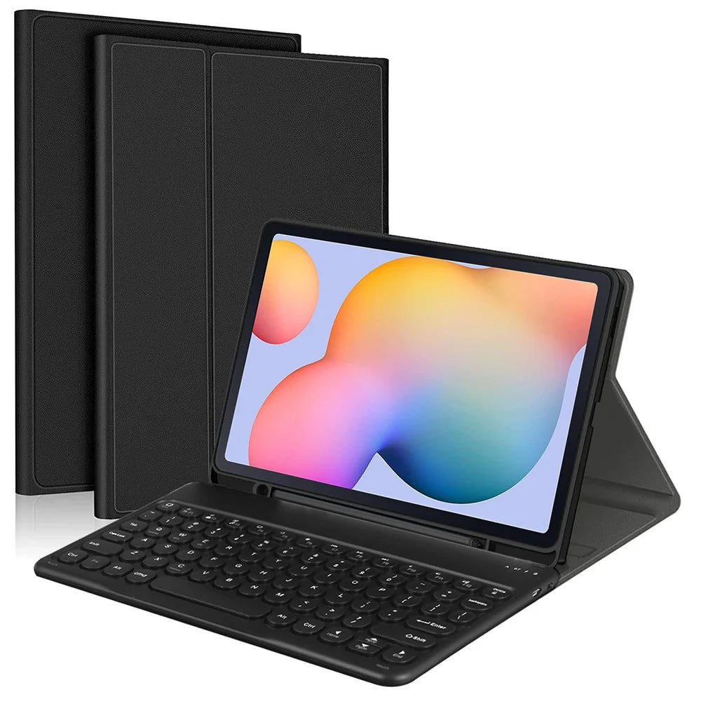 For Samsung Galaxy Tab S7 (T870 / T875 / T878) / Tab S8 (SM-X700 / X706) Detachable Bluetooth-compatible Keyboard Cover with S Pen Holder - Black - 1
