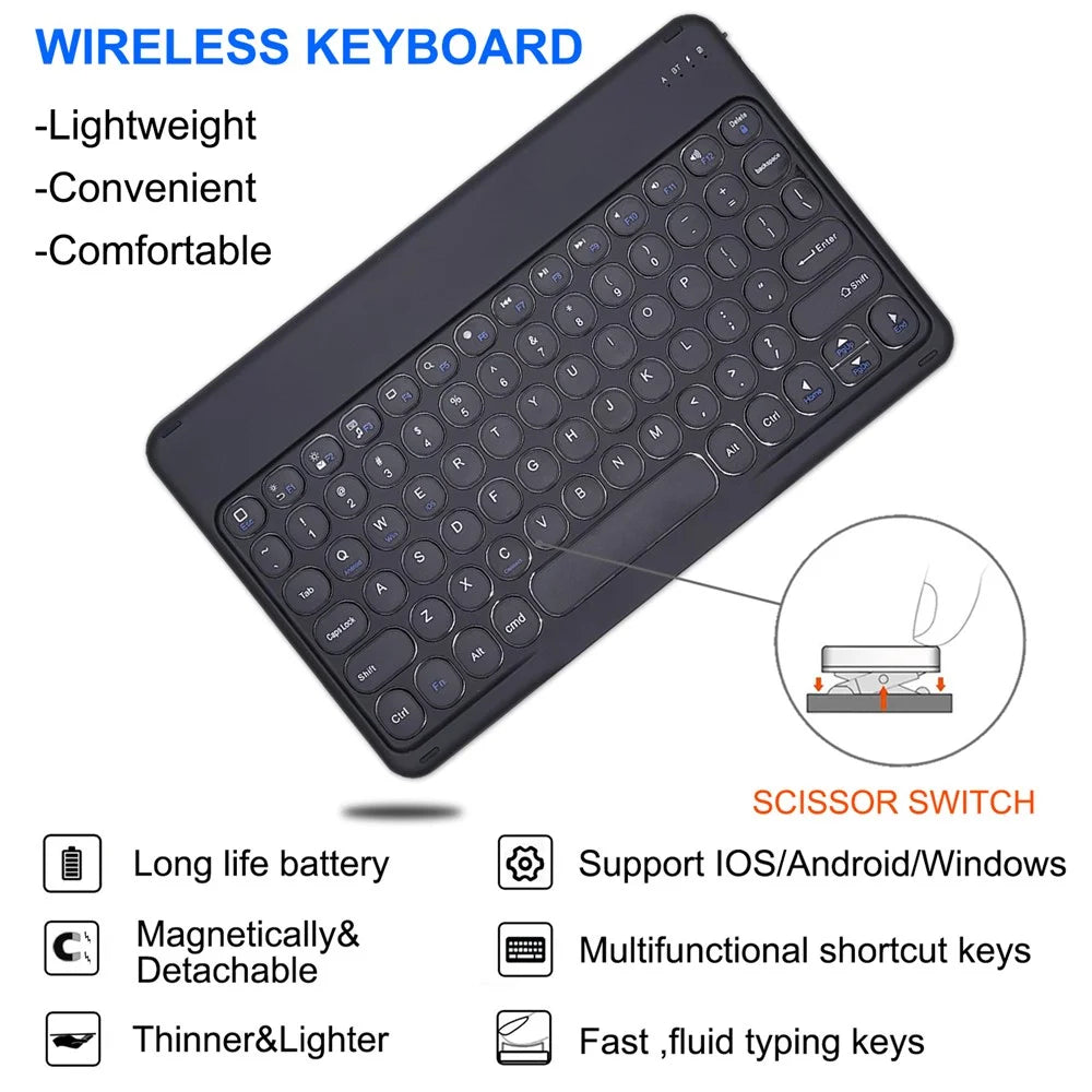 For Samsung Galaxy Tab S7 (T870 / T875 / T878) / Tab S8 (SM-X700 / X706) Detachable Bluetooth-compatible Keyboard Cover with S Pen Holder - Black - 3