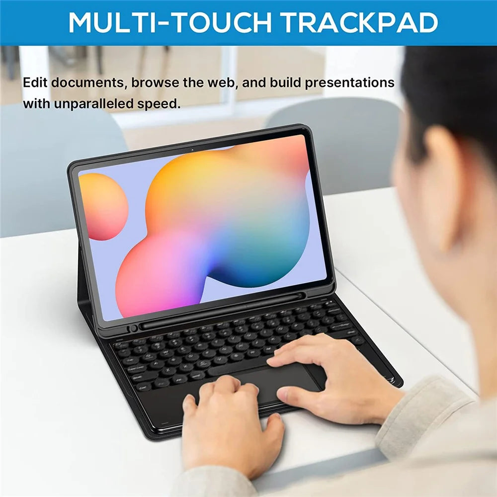 For Samsung Galaxy Tab S8+ / S7 FE / S7+ Detachable Bluetooth-compatible Touchpad Keyboard Cover with S Pen Holder - Black - 6