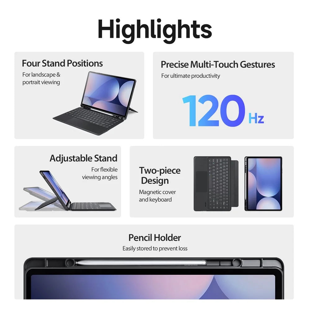 DUX DUCIS For Samsung Galaxy Tab S10 Ultra / S9 Ultra / S8 Ultra Leather Tablet Case with Magnetic Detachable Keyboard - 4