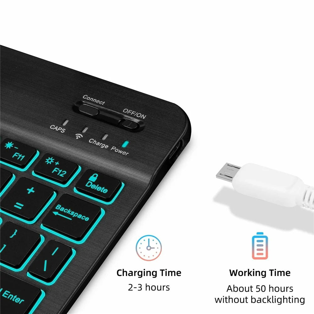 RGB-030 RGB Colorful Backlight 10-inch Wireless Bluetooth-compatible Keyboard Mouse Set - Black - 4