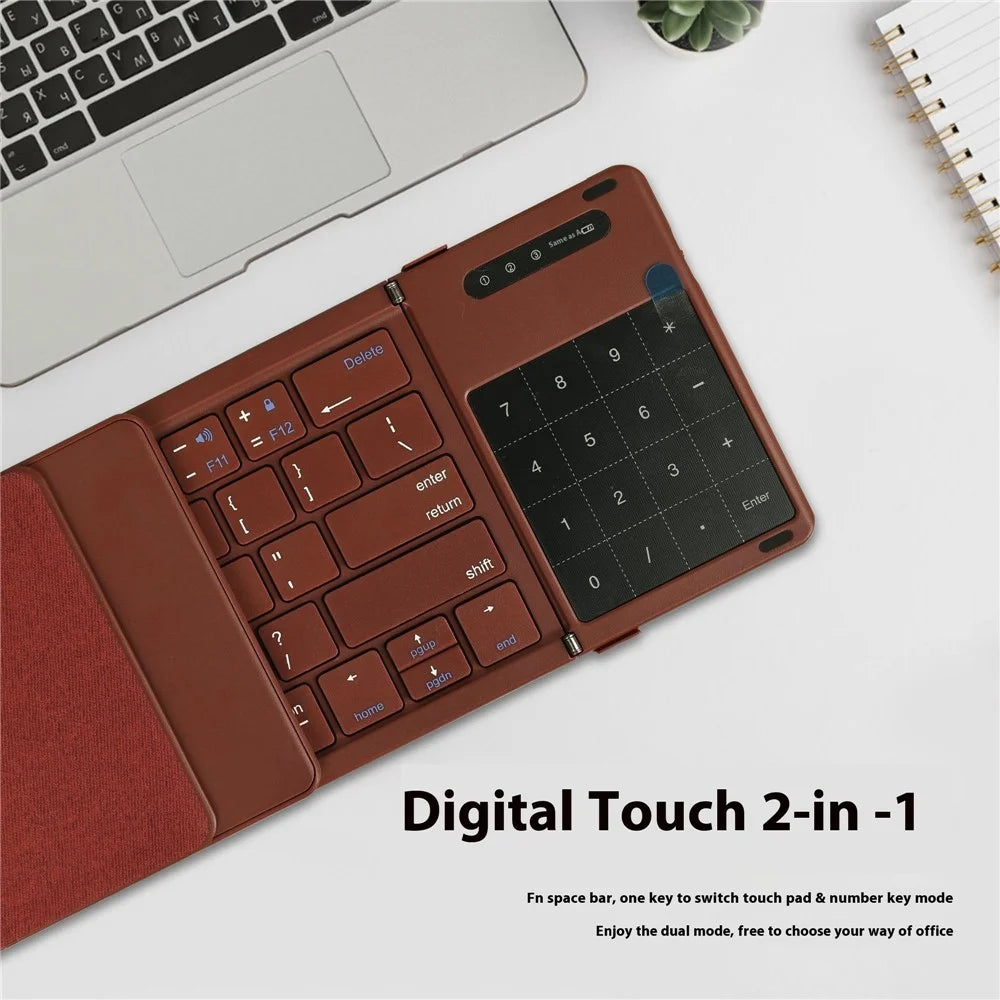 B077T Portable Foldable Wireless Bluetooth-compatible Keyboard with Touchpad Numeric Function - Wine Red - 5