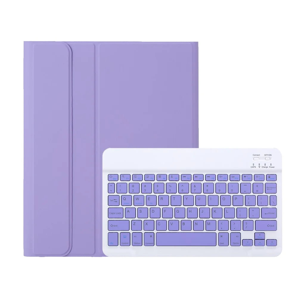 A10B For iPad (2025) / 10.9 (2022) Tablet Cover Leather + TPU Case Bluetooth-Compatible Keyboard with Pen Slot - Lilac Purple - 5