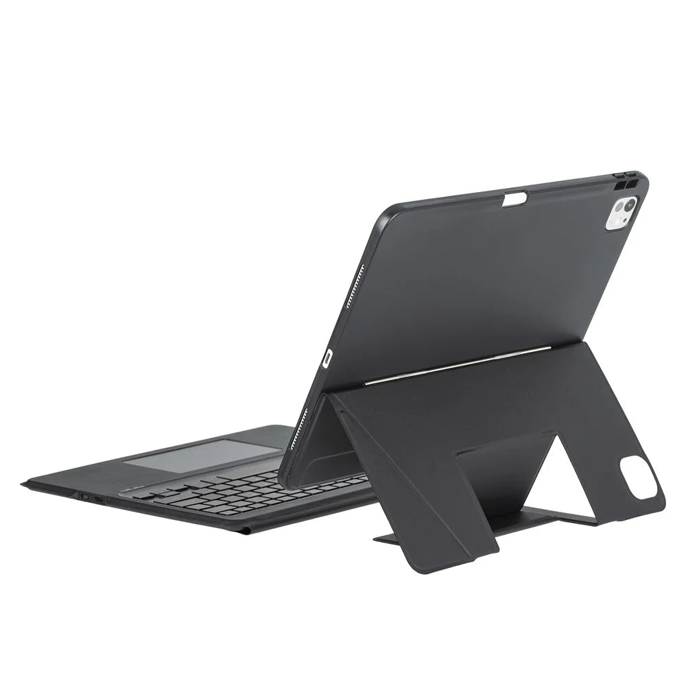 HY-12B Leather Case For iPad Air 13 (2026) / (2025) / (2024) / Pro 12.9 (2022) / (2021) / (2020) / (2018) Detachable Keyboard with Floating Stand - Black - 7