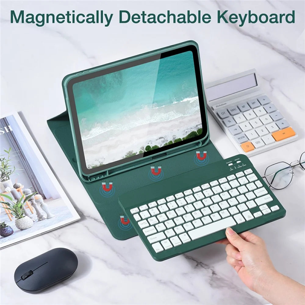 SK-1109D Leather Tablet Case with BT Keyboard For iPad Air 11 (2026) / (2025) / (2024) / Pro 11 (2022) / (2020) / Air (2022) / (2020) / (2018) - Midnight Green - 3