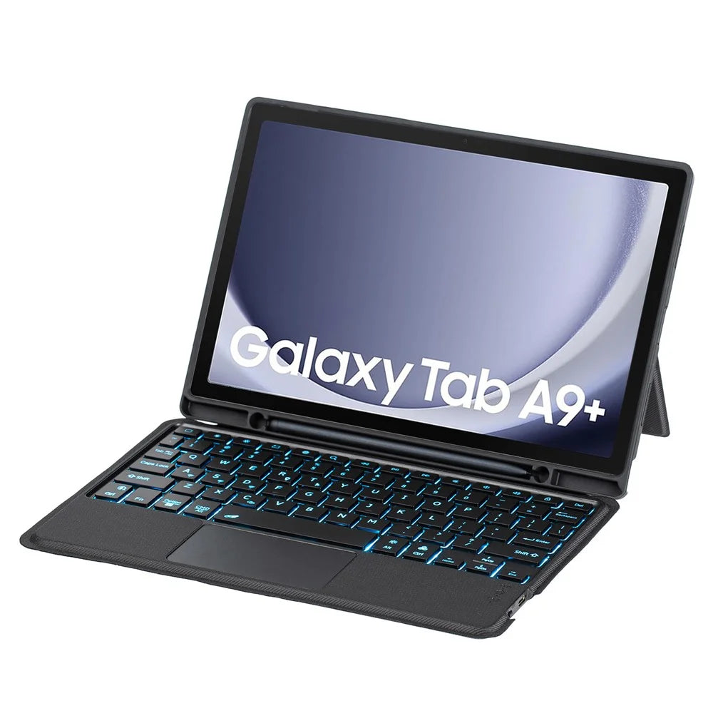 TA09B-AS For Samsung Galaxy Tab A9+ Backlit Touchpad Bluetooth-Compatible Keyboard Leather Case - 2