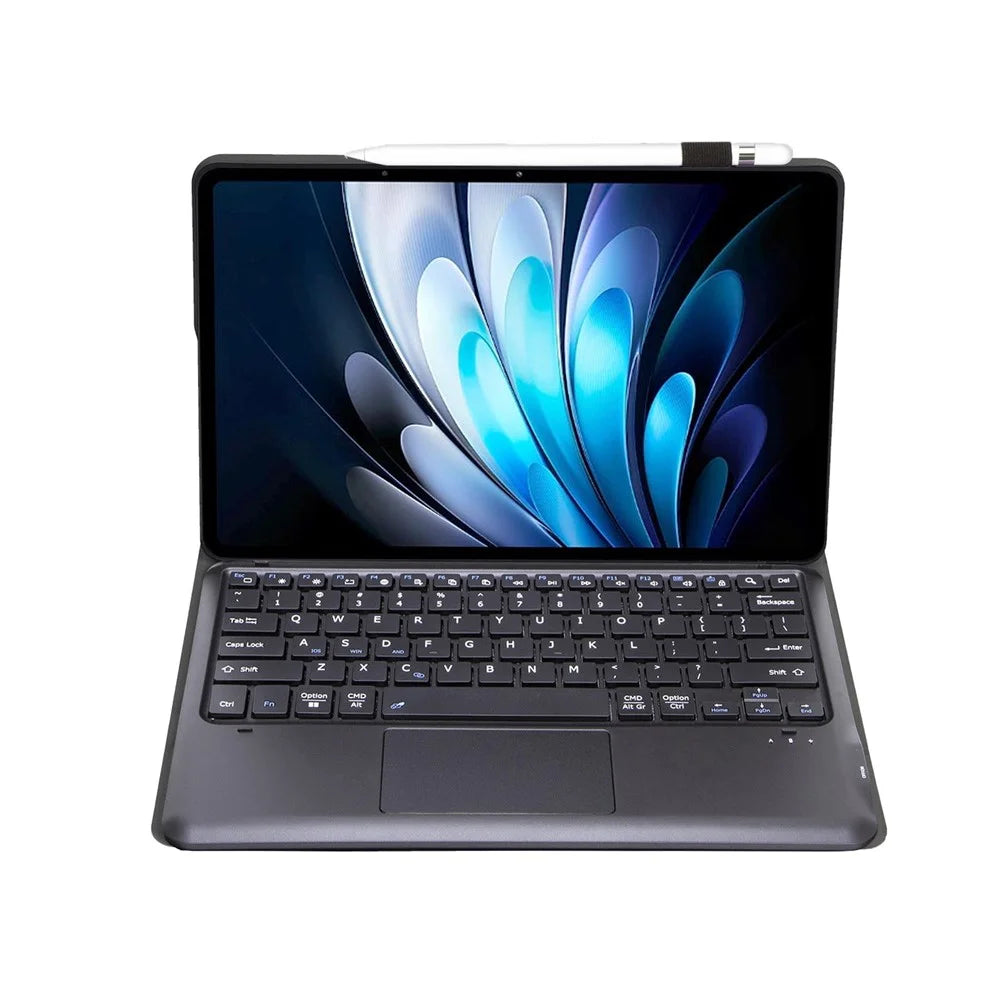 AV14-A Leather Case for vivo Pad5 Pro / Pad3 Pro / iQOO Pad2 Pro Tablet Cover + Touchpad Bluetooth-Compatible Keyboard - Black - 4