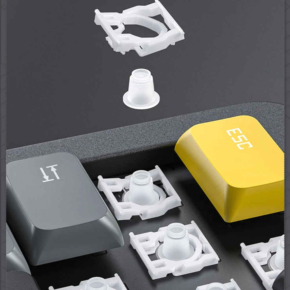 IMICE AN-800 99 Keys 2.4G + Bluetooth-compatible Wireless Keyboard Scissor Switch Rechargeable Keyboard - Black+Grey+Yellow - 4