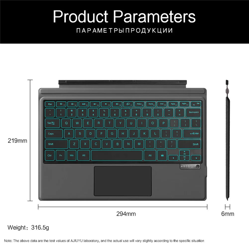 For Microsoft Surface Pro 11 / 10 / 9 / 8 Rechargeable Magnetic Bluetooth-compatible Wireless Keyboard with Backlit - 7