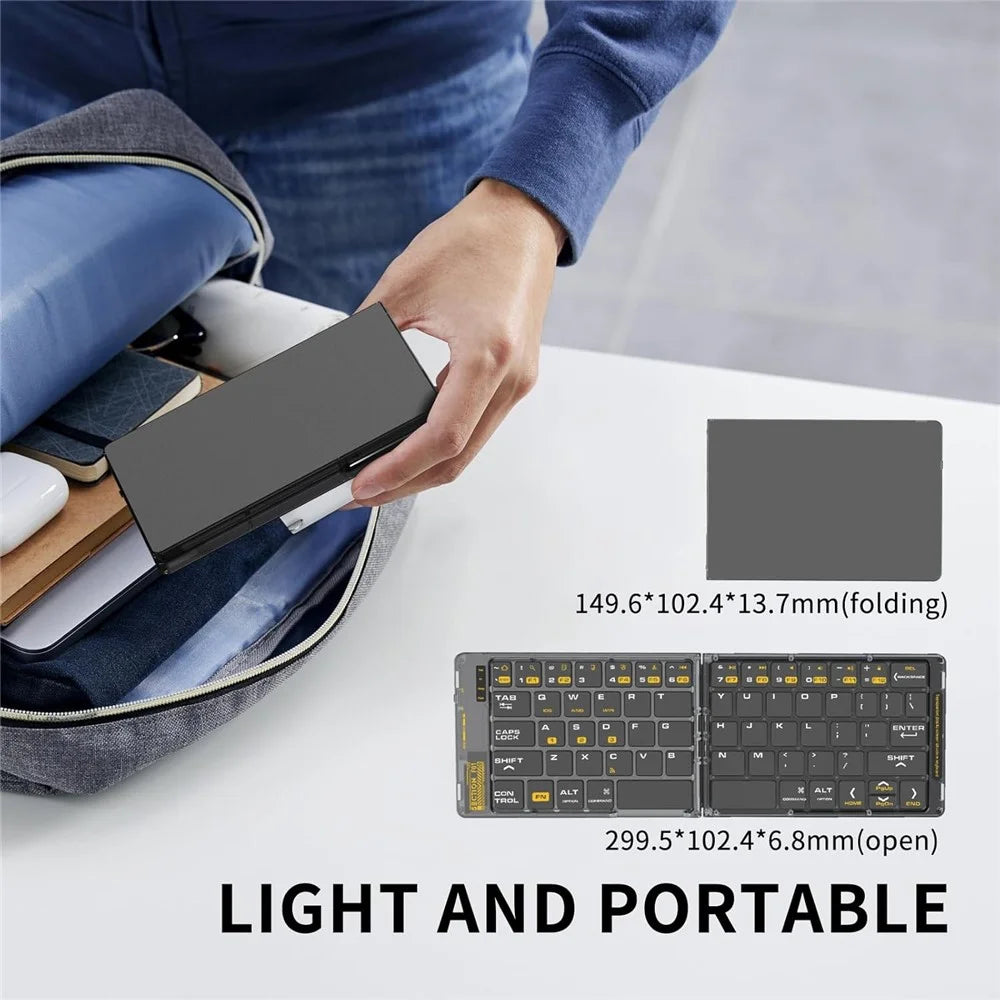 F69 Foldable Bluetooth-compatible Keyboard for Android / iOS / Windows with Mouse and Phone Stand Set - 3