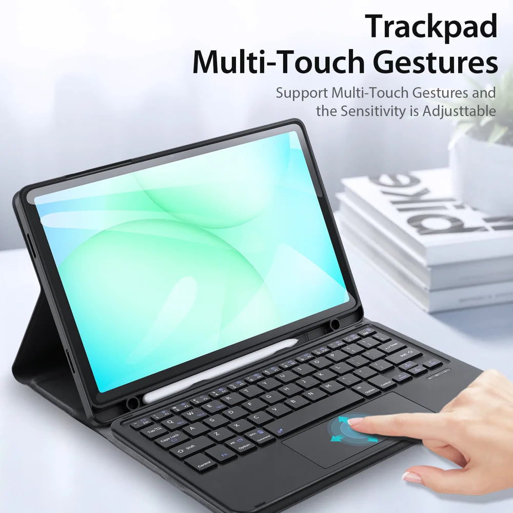 DUX DUCIS For Samsung Galaxy Tab A9+ / Galaxy Tab A11+ Bluetooth-compatible Keyboard TK Series Leather Cover Stand with Touchpad - Black - 6