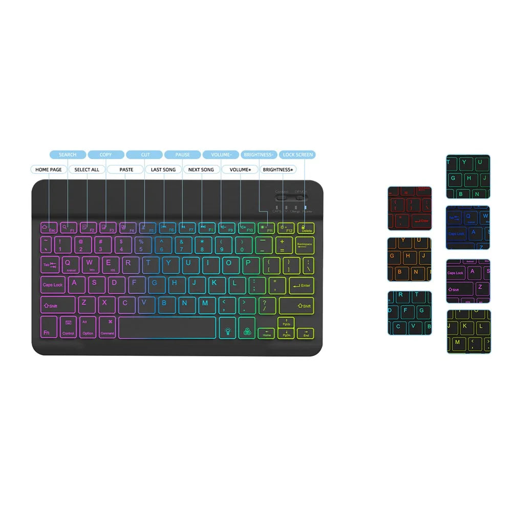 RGB-S11 For Samsung Galaxy Tab S11 Bluetooth-compatible Keyboard PU Leather Stand Case with RGB Backlit - Black - 4