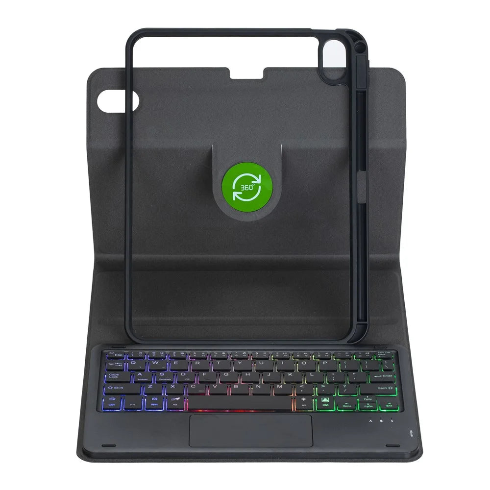 L10B-AS For iPad (2025) / iPad 10.9 (2022) 360 Degree Rotating Clear Acrylic Case Bluetooth-compatible Keyboard Cover with Touchpad and Backlit - Black - 5
