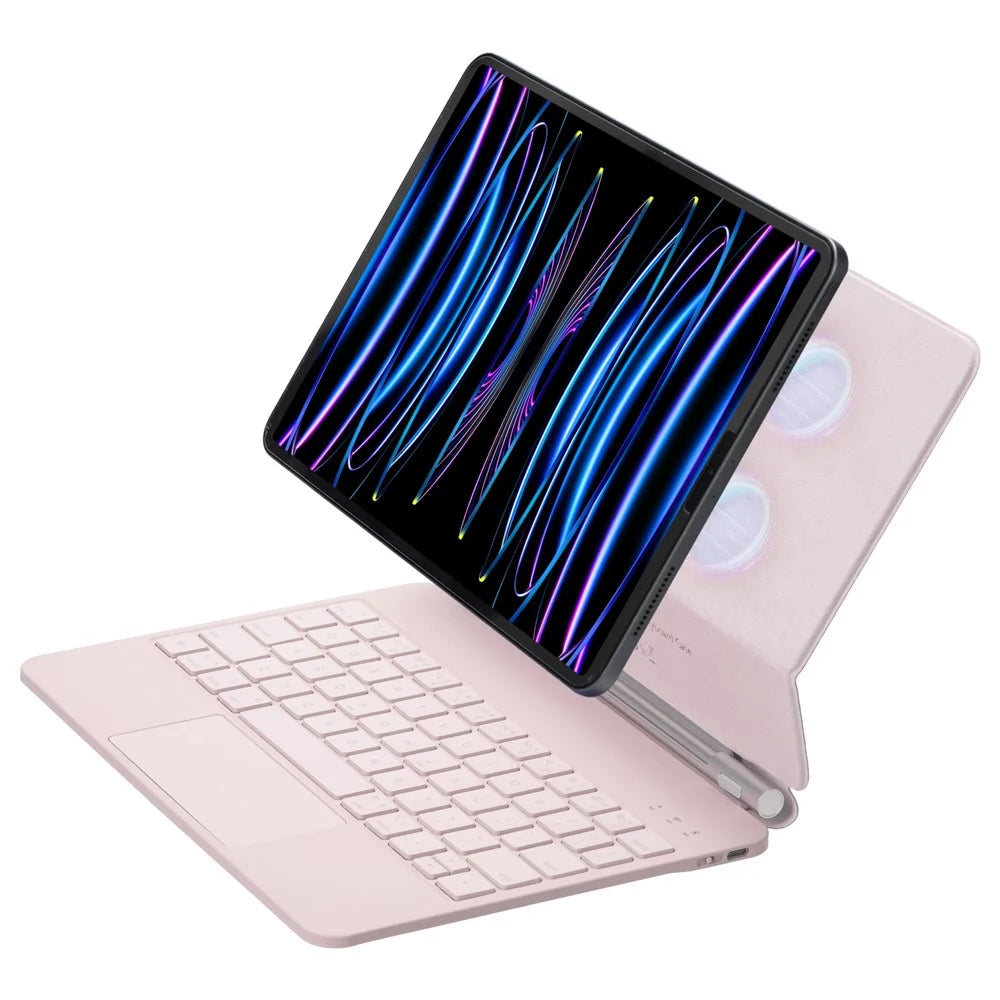For iPad (2025) / 10.9 (2022) Magnetic Magic Keyboard with Touchpad Bluetooth-Compatible Keyboard - Pink - 3