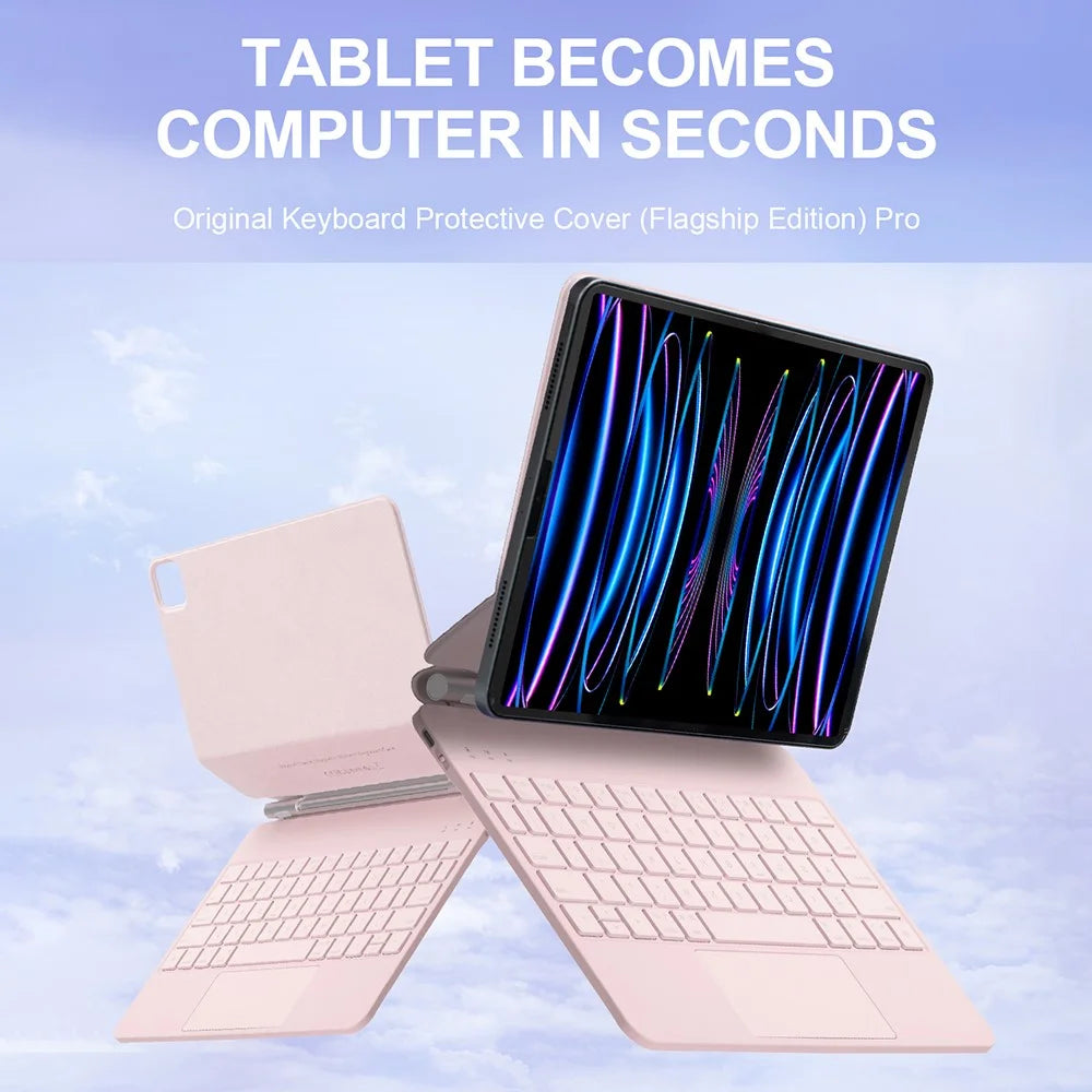 For iPad (2025) / 10.9 (2022) Magnetic Magic Keyboard with Touchpad Bluetooth-Compatible Keyboard - Pink - 5