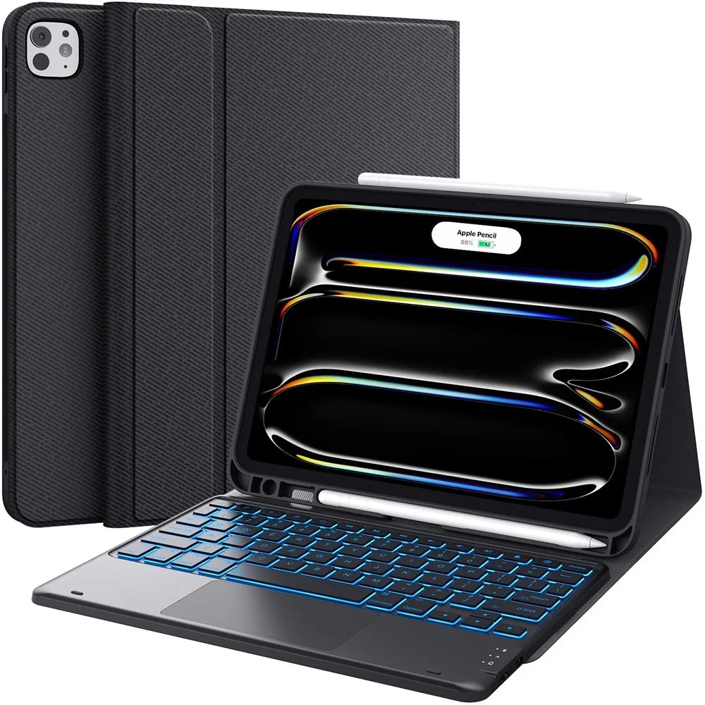 WR030 For iPad Pro 11 (2025) / (2024) 7-color Backlit Magnetic Detachable Wireless Bluetooth-compatible Keyboard Case with Touchpad - 1