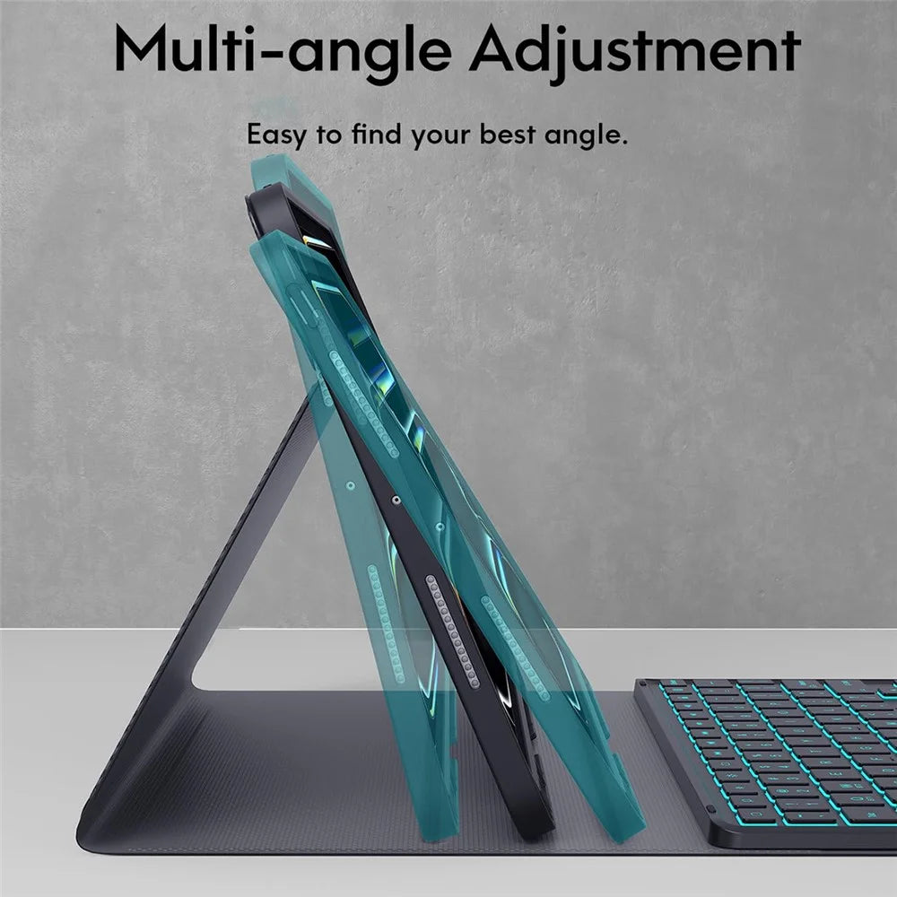 WR030 For iPad Pro 11 (2025) / (2024) 7-color Backlit Magnetic Detachable Wireless Bluetooth-compatible Keyboard Case with Touchpad - 6