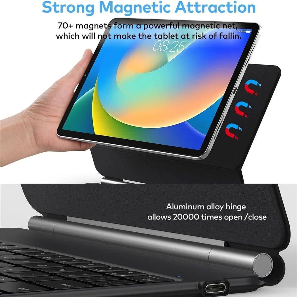 HB358 Magnetic Floating Bluetooth-compatible Keyboard Case with Backlit for iPad Air 13 (2026) / (2025) / (2024) / iPad Pro 12.9 (2022) / (2021) / (2020) / (2018) - Black - 7
