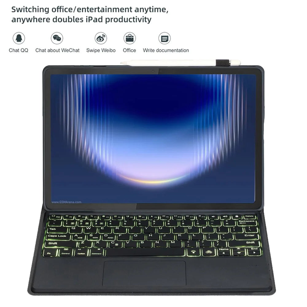 AH36-AS For Huawei MatePad Pro Max Detachable Bluetooth-compatible Keyboard Case with Backlight Touchpad PU Leather+TPU Protective Cover - Black - 3
