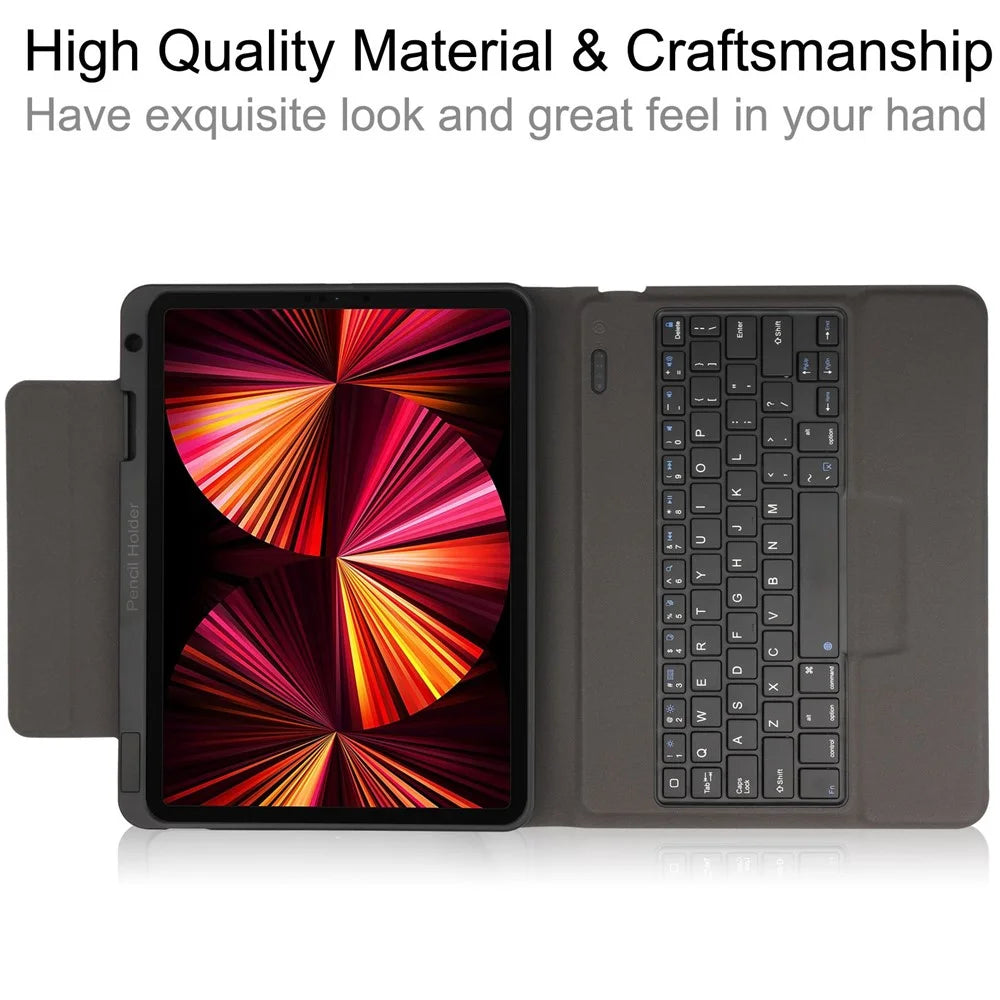 6212 For iPad 10.2 (2021)/(2020)/(2018)/iPad Air 10.5 inch (2019)/iPad Pro 10.5-inch (2017) Bluetooth-compatible Keyboard Case Wireless Keyboard Tablet Leather Cover with Stand/Pen Slot - Black - 5