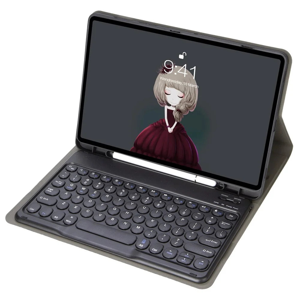 YT102B For iPad 10.2 (2019) / (2020) / (2021) / iPad Air 10.5 inch (2019) / iPad Pro 10.5-inch (2017) Shockproof Case with Bluetooth-compatible Keyboard Leather Cover with Pen Slot / Stand - Black - 1
