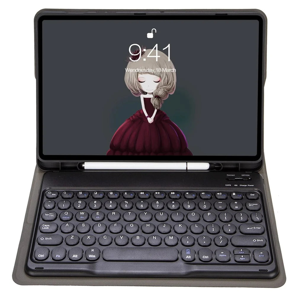 YT102B For iPad 10.2 (2019) / (2020) / (2021) / iPad Air 10.5 inch (2019) / iPad Pro 10.5-inch (2017) Shockproof Case with Bluetooth-compatible Keyboard Leather Cover with Pen Slot / Stand - Black - 4