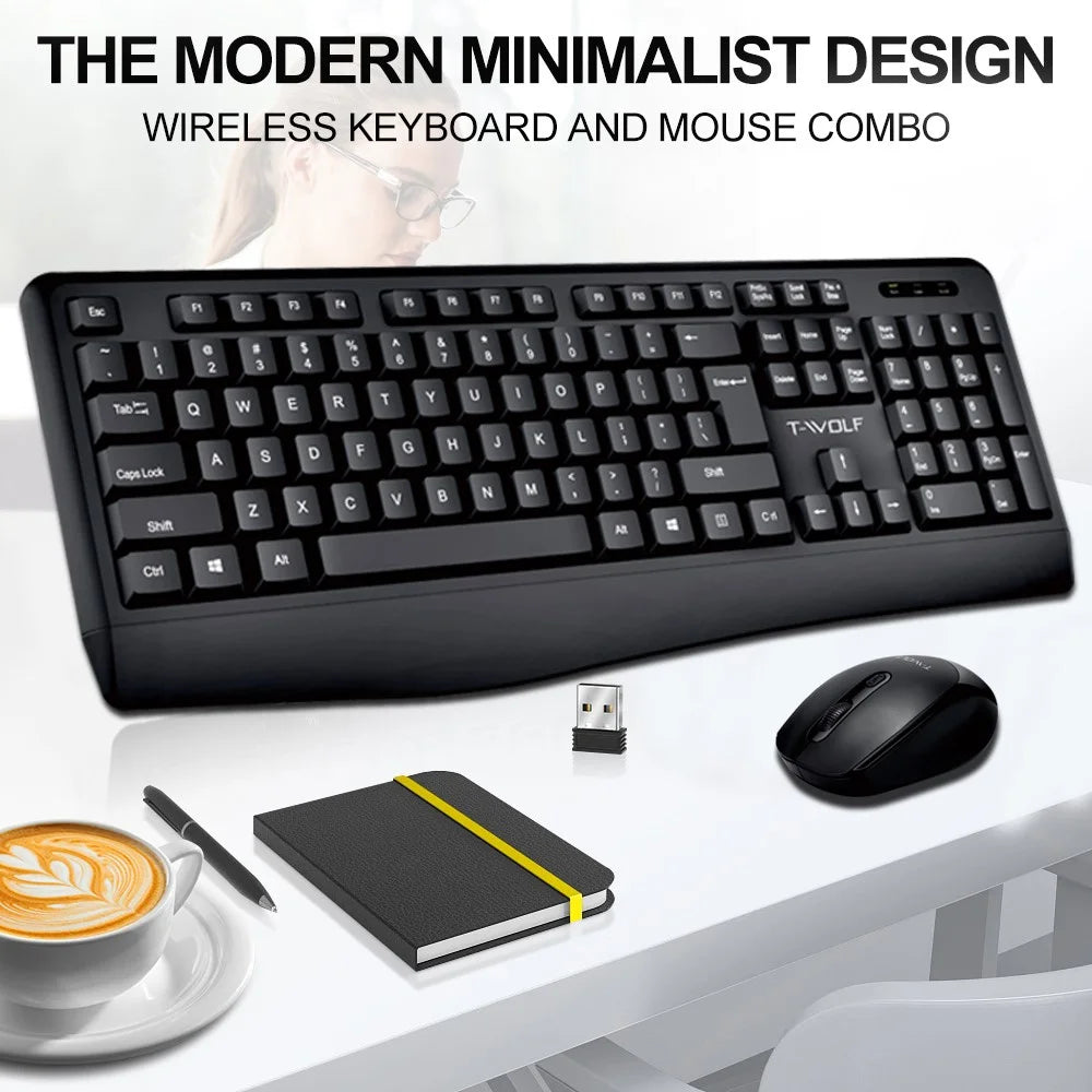 T-WOLF TF100 Wireless Gaming Keyboard Mouse Combo 104 Keys Quiet Keyboard for Computer, PC, Laptop - 5
