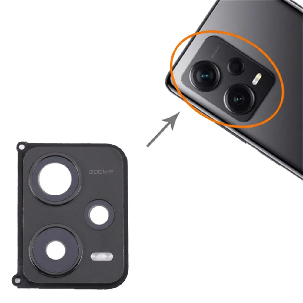 For Xiaomi Redmi Note 12 Pro+ 5G OEM Back Camera Lens Holder Cover with Glass Repair Part (without Logo) - Black - 3