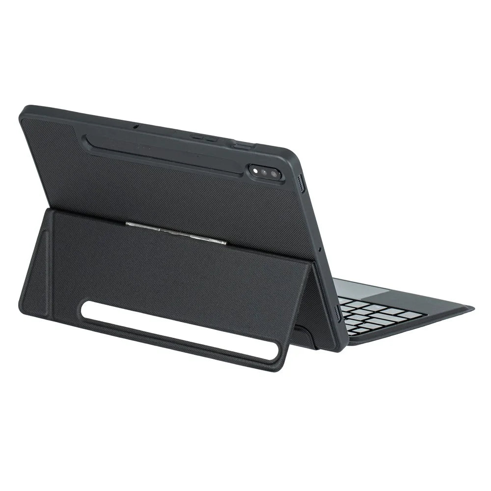 T870B-AS for Samsung Galaxy Tab S7 T870 T875 / S8 X700 X706 2 in 1 Bluetooth-compatible Keyboard Tablet Stand Case with Pen Slot / Touchpad / Backlight - 7