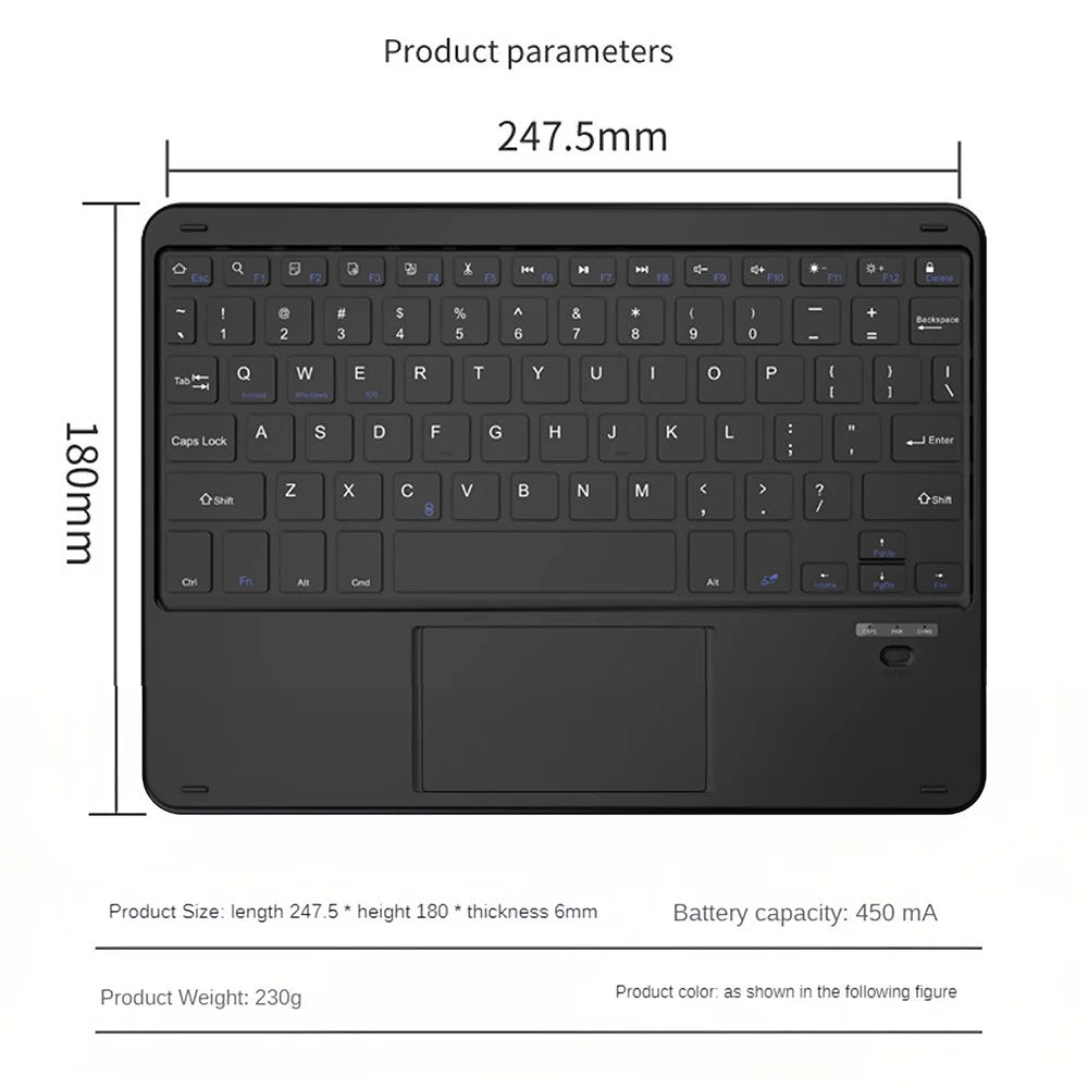 172 Wireless Keyboard with Touchpad Portable Bluetooth-compatible Keyboard for iOS / Mac Android Windows - Sky Blue - 5