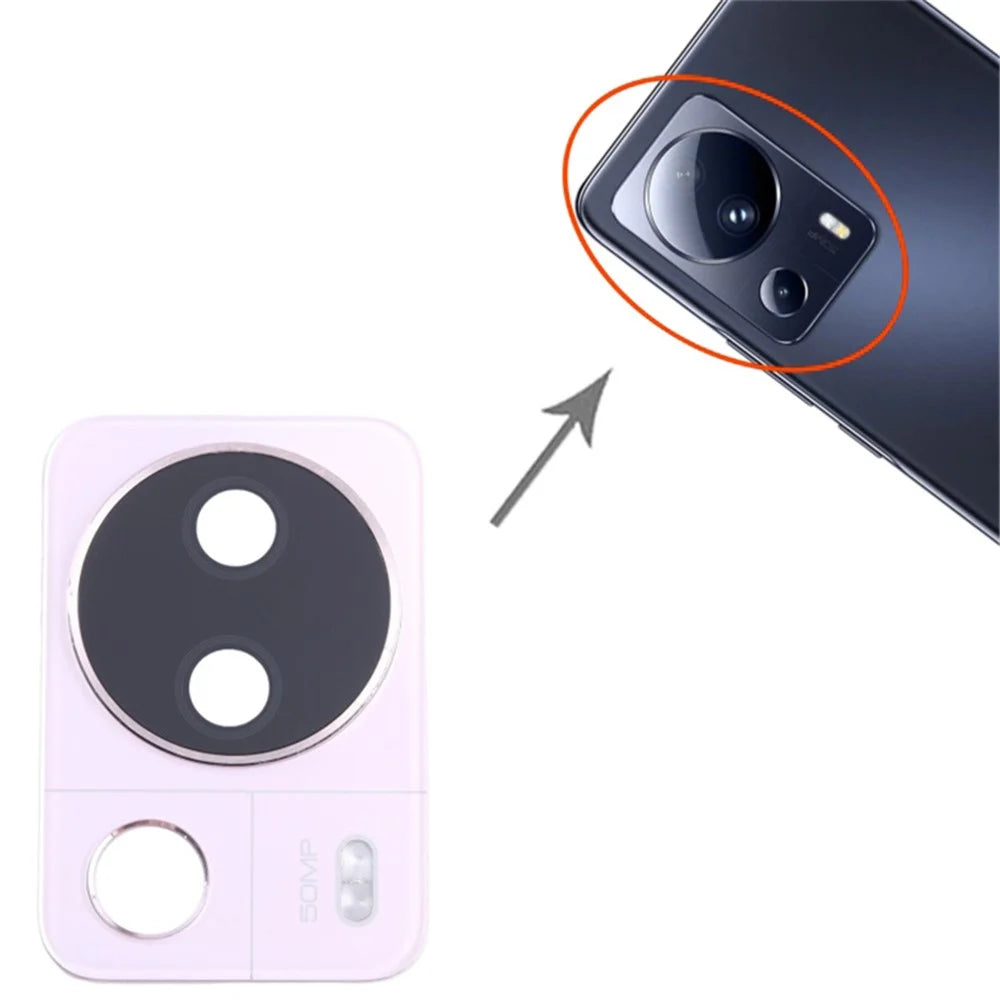 For Xiaomi 13 Lite OEM Back Camera Lens Holder Cover with Glass Part (without Logo) - Pink - 3