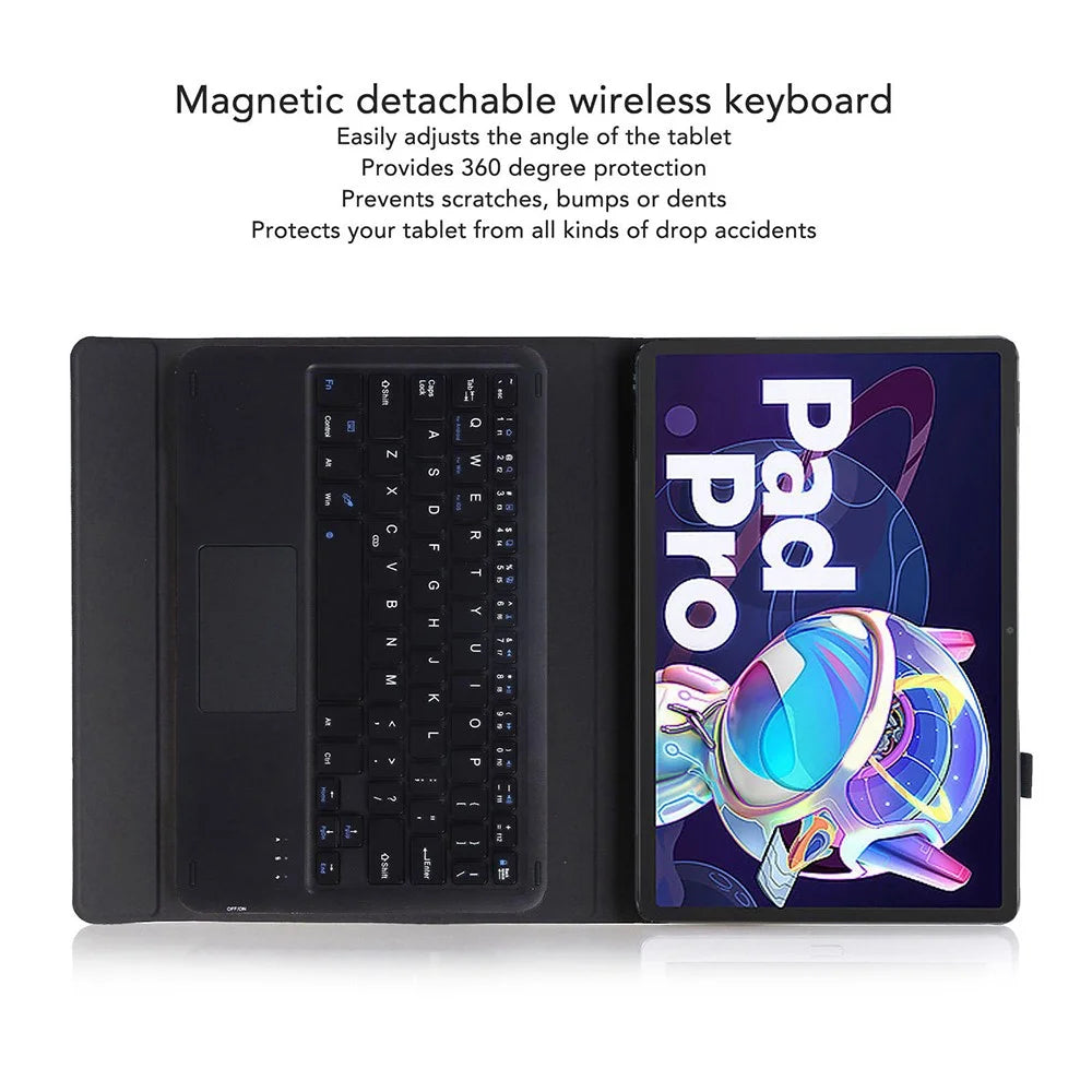 LX-P11 For Lenovo Tab P11 Pro Gen 2 11.2" (2022) Tablet Cover Touchpad Bluetooth-compatible Keyboard Leather Case - Black - 2