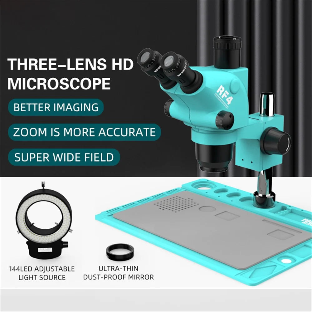 RF4 RF6565TVD2 6.5X-65X Continuous Zoom Triocular Microscope Large Space Circuit Repair Tool - 2