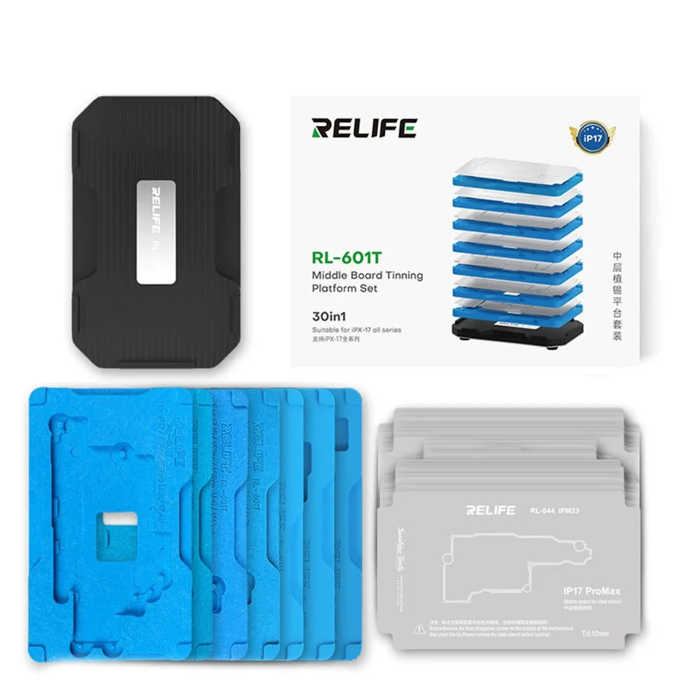 RELIFE RL-601T 31 in 1 Fixture Set For iPhone X - 17 Series Middle Layer Board Plant Tin Platform 3D BGA Reballing Stencil Kit - 1