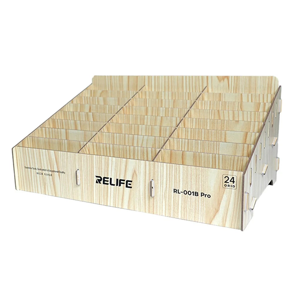 RELIFE RL-001B Pro 24 Grid Phone Management Box / Wooden Storage Organizer / Multi-Compartment Device Holder - 1