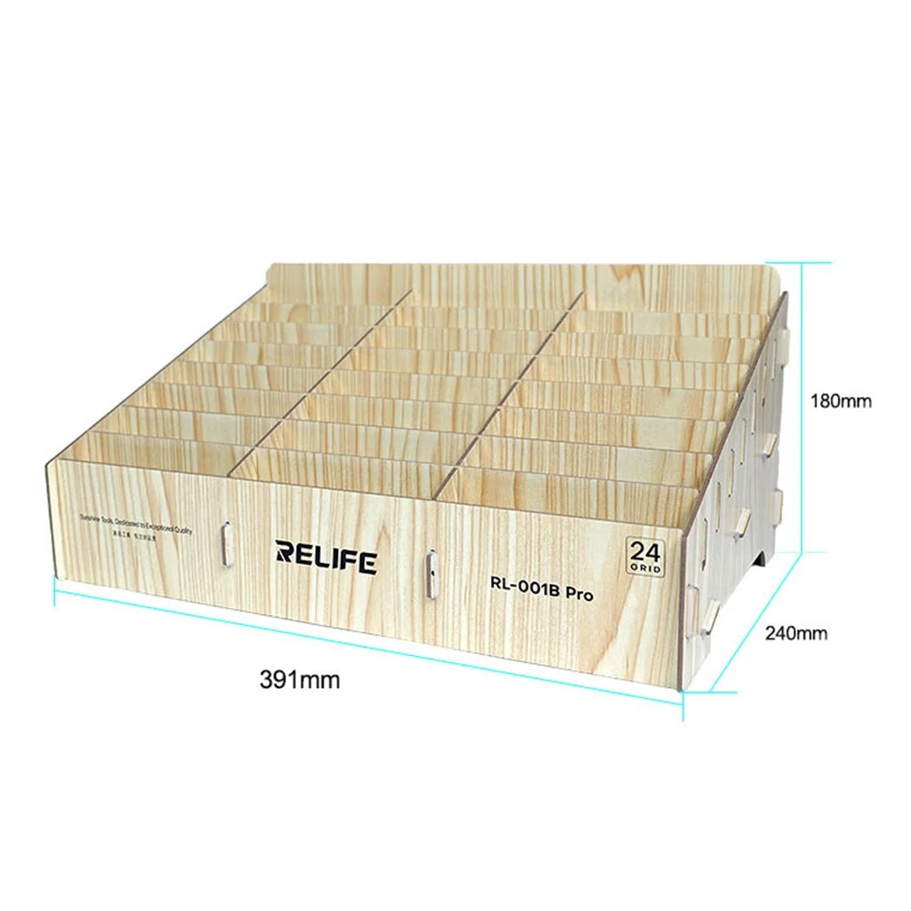 RELIFE RL-001B Pro 24 Grid Phone Management Box / Wooden Storage Organizer / Multi-Compartment Device Holder - 7