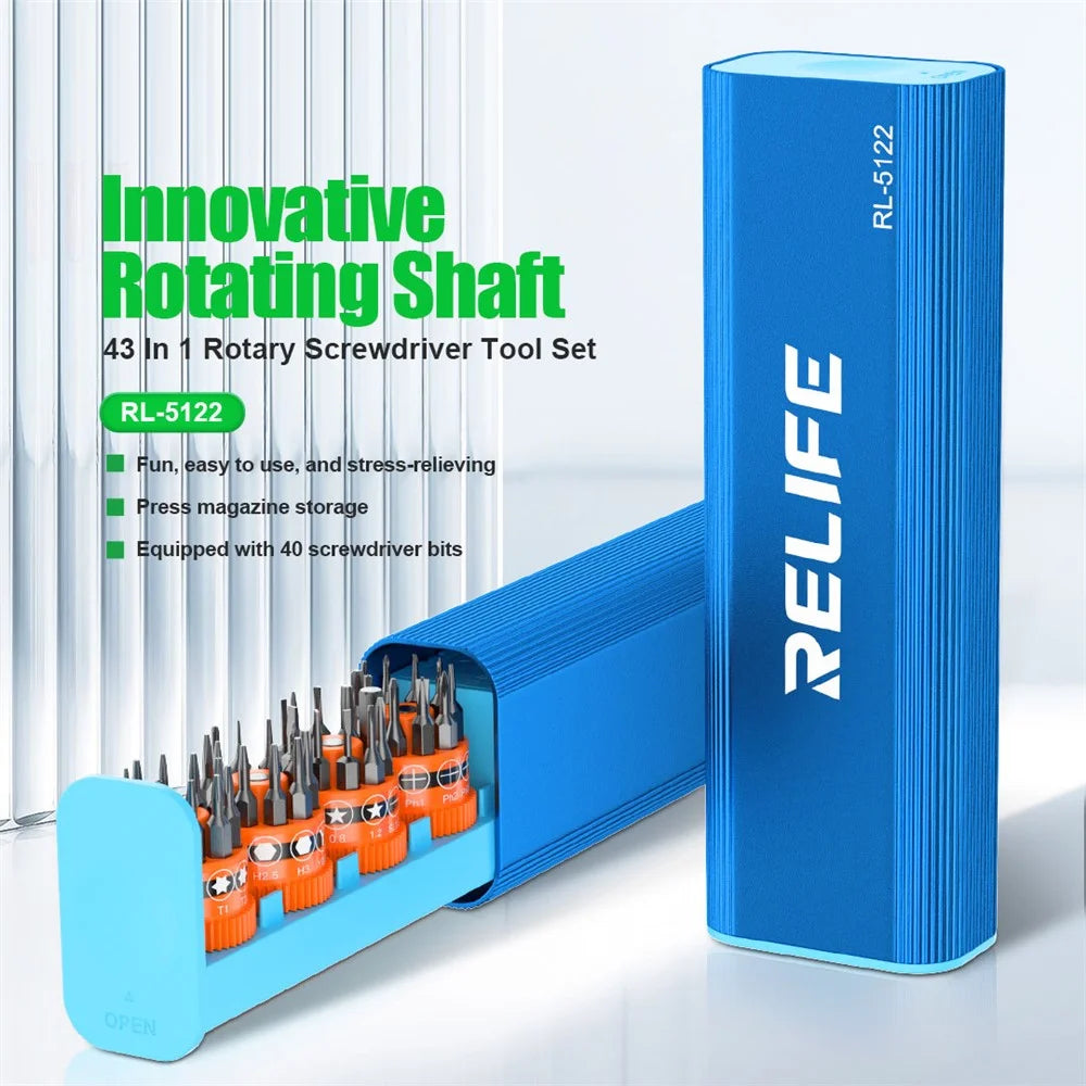 RELIFE RL-5122 43 in 1 Rotary Screwdriver Tool Set Innovative Rotating Shaft with 40 Screwdriver Bits - 2