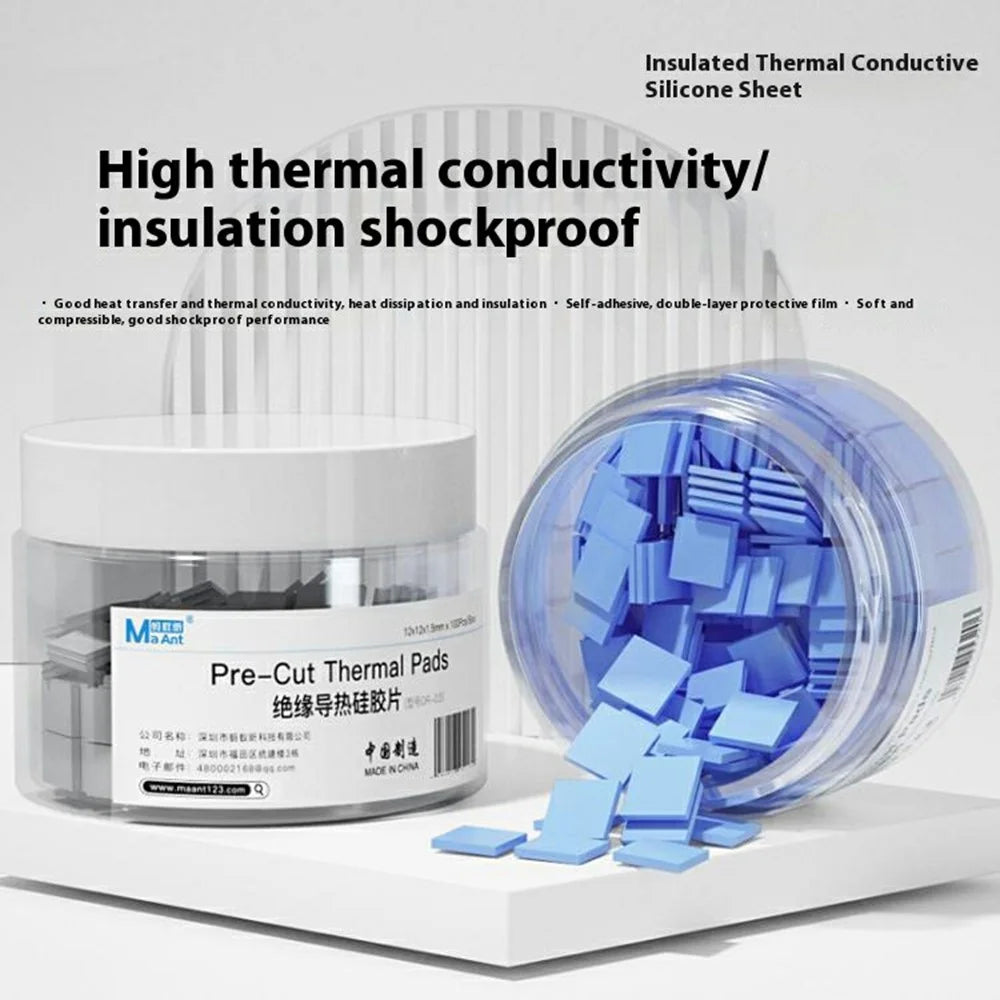 MAANT DR-03 100 Pcs Insulation Thermal Silicone Pad Heat Dissipation Pad For PC Motherboard / Electronic Devices - Blue - 2