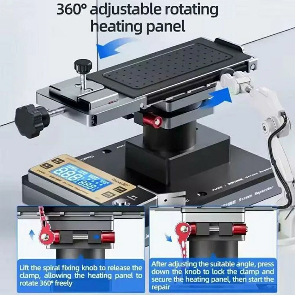 QIANLI PM86 360 Degree Rotation Universal Screen Separator Heating Machine for Curved / Flat / Foldable Screens - EU Plug - 2