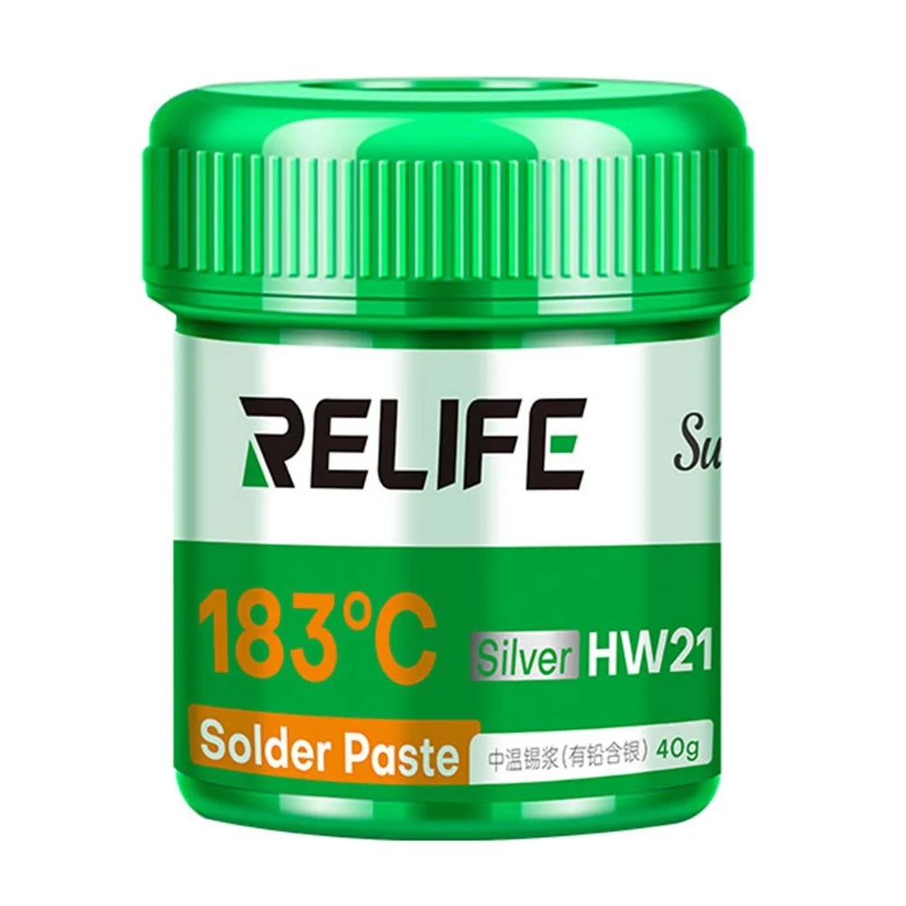 RELIFE HW21 Medium Temperature Solder Paste 40G / 183-Degree Melting Point for Electronics Soldering (Containing Leaded Silver) - 1